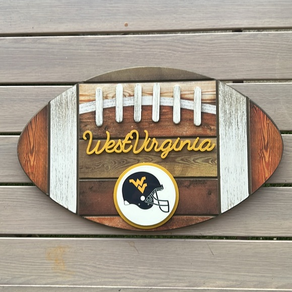 West Virginia Mountaineers (WVU) "FOOTBALL" Wood Decor Sign "Score a Touchdown" - Picture 5 of 8